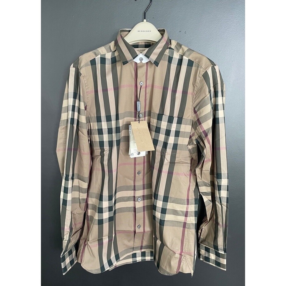 BURBERRY Nelson Slim Fit Long‎ Sleeve Shirt Classic Tan/Black Check